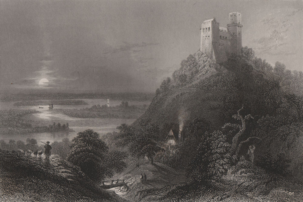 Burg Greifenstein, Sankt Andrä-Wördern, Lower Austria. Danube Donau 1840 print